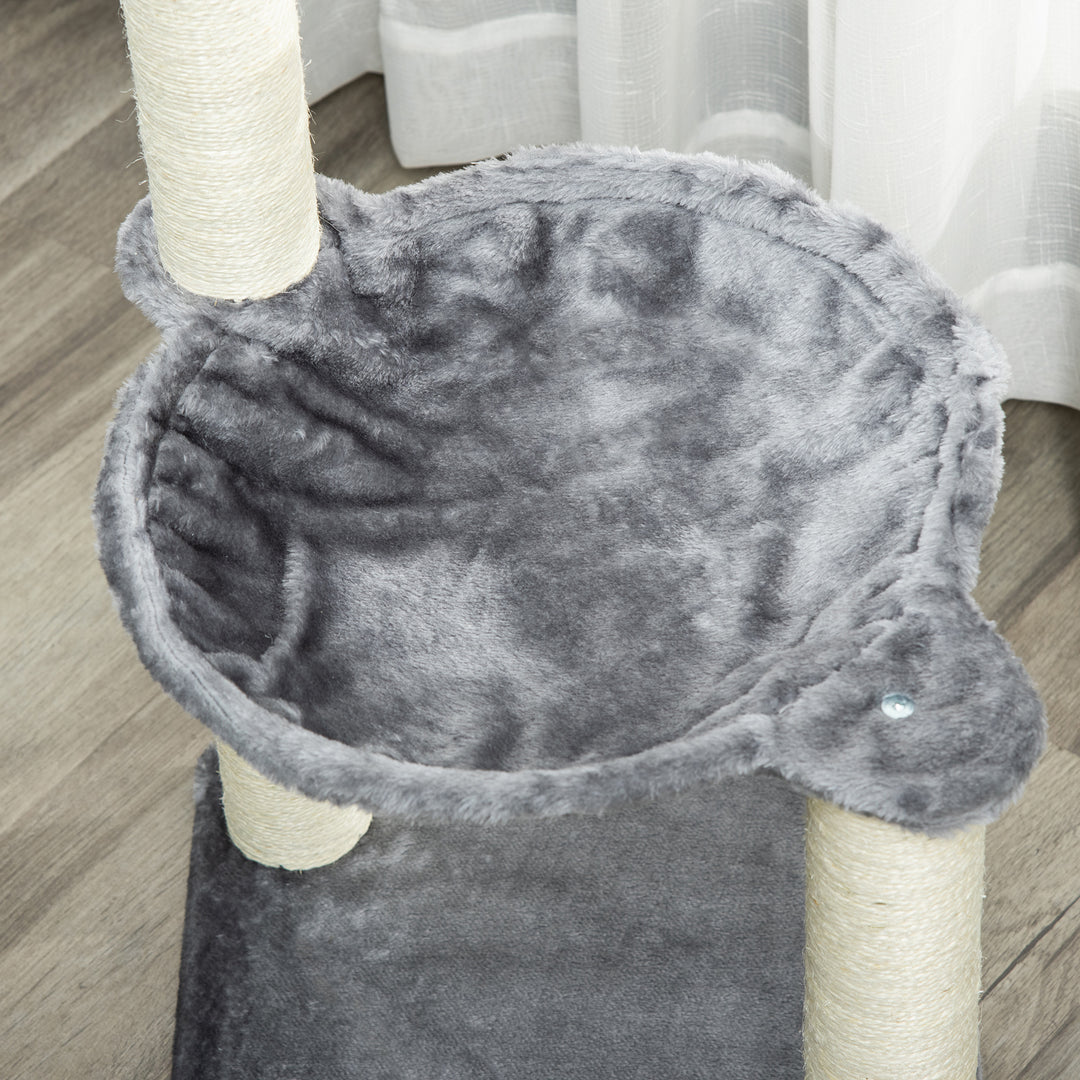 83cm Cat Tree Tower for Indoor Cats w/ Sisal Scratching Post Hammock Hanging Toy Activity Centre - Grey