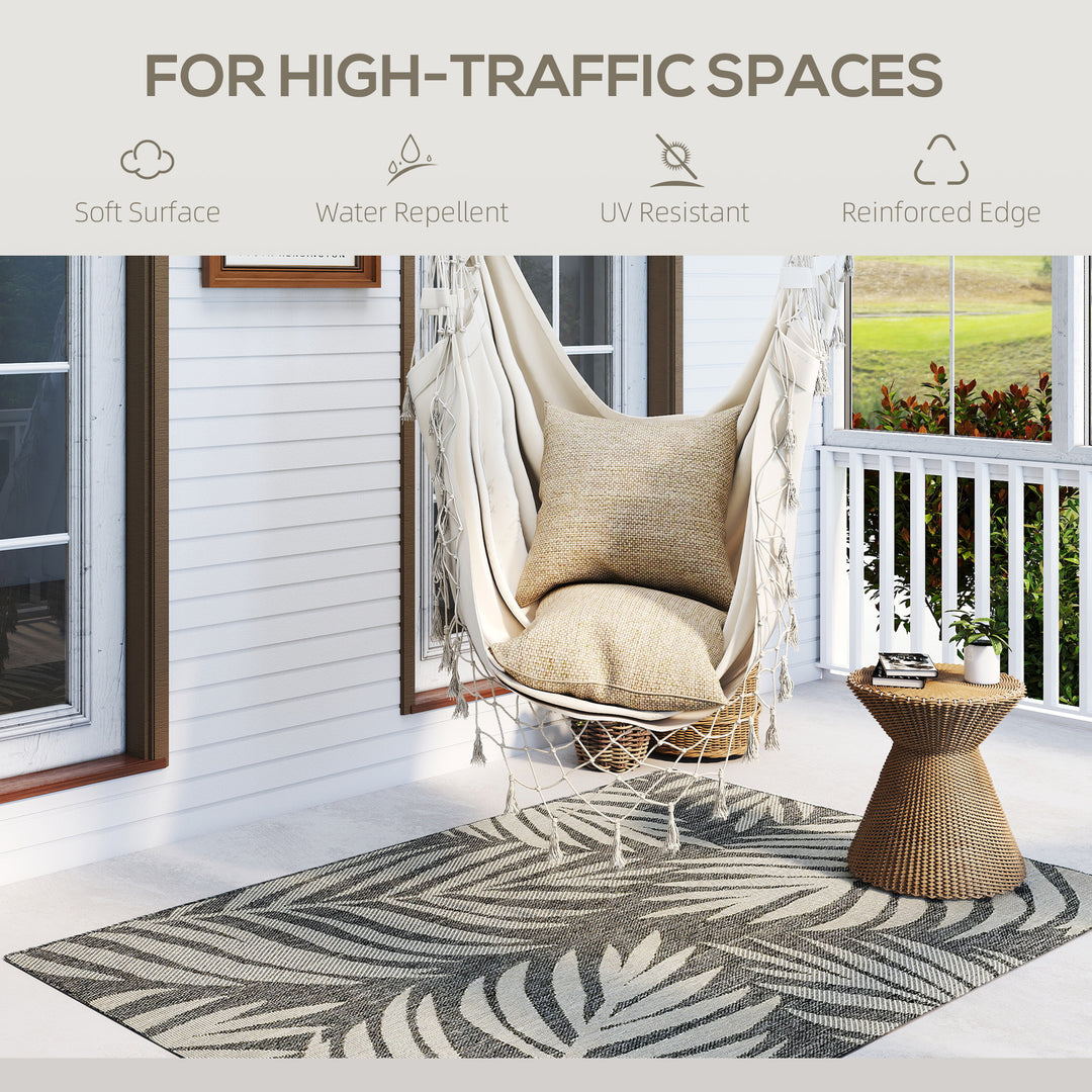 UV Resistant Indoor & Outdoor Area Rug, Easy-Cleaning Machine Washable Rug for Patio, Garden, Kitchen, Bathroom or Living Room, 170 x 120 cm, Grey