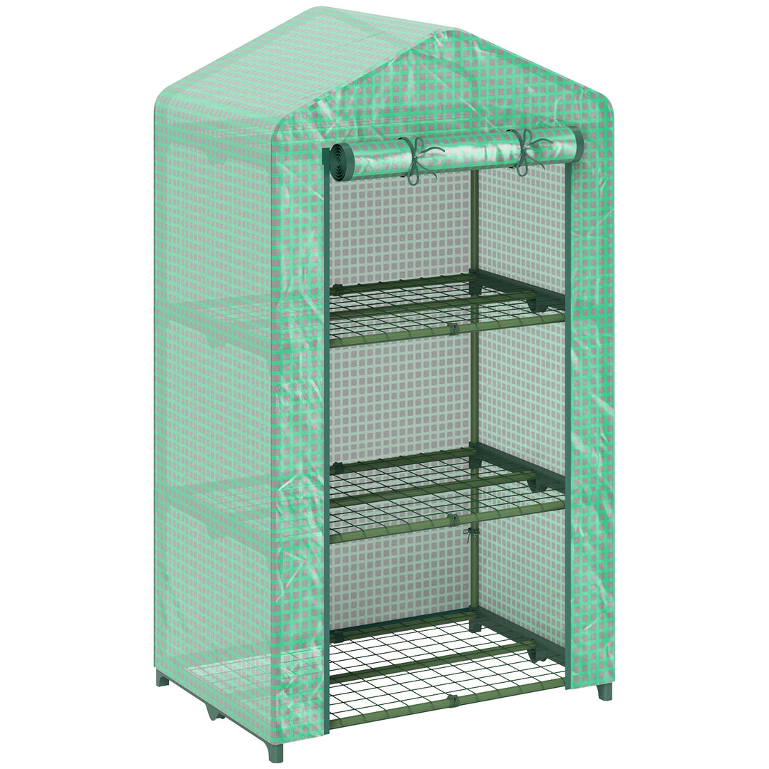 3 Tier Mini Greenhouse Portable Garden Grow House with Roll Up Door an