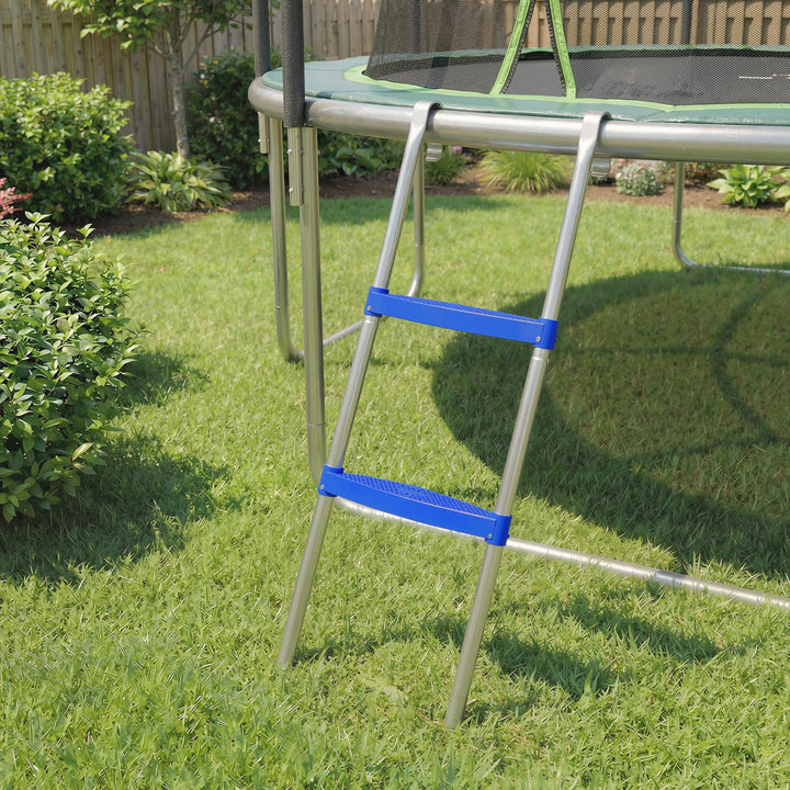 Trampoline Ladder, 2-Steps with Horizontal Wide Steps, Universal Hook,