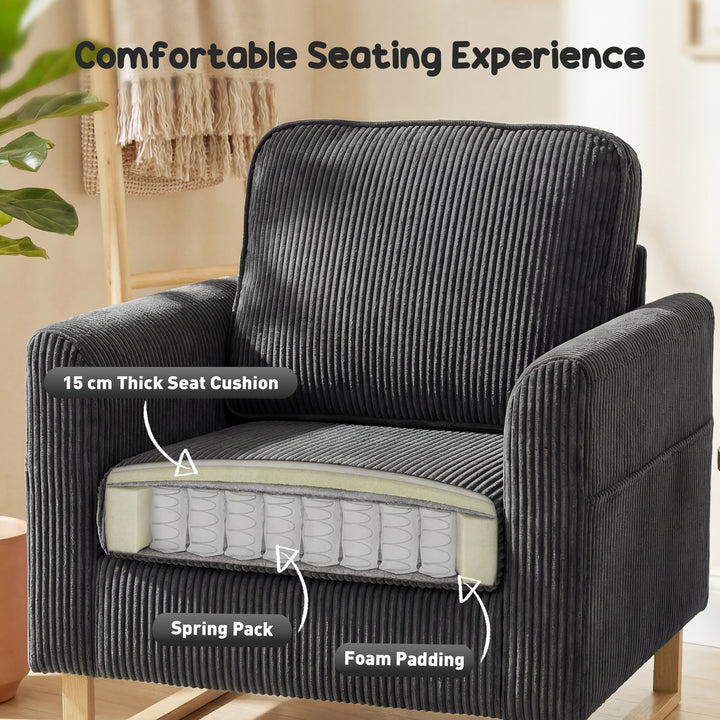 Accent Chair with Pocket Spring, Modern Industrial Armchair with Metal