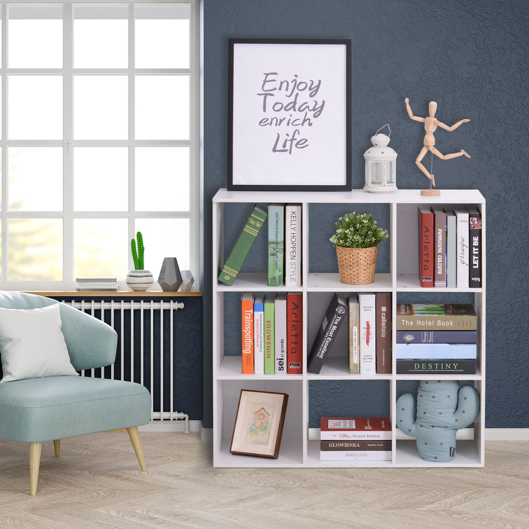 Nine-Cube Storage Shelf - White