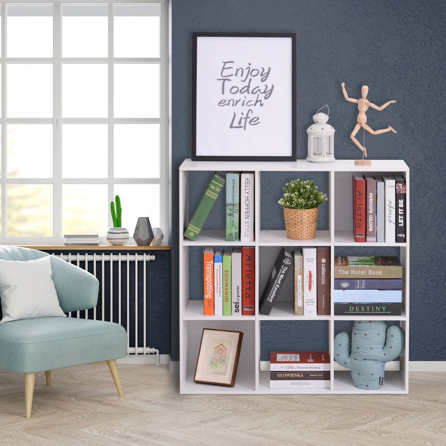 Nine-Cube Storage Shelf - White
