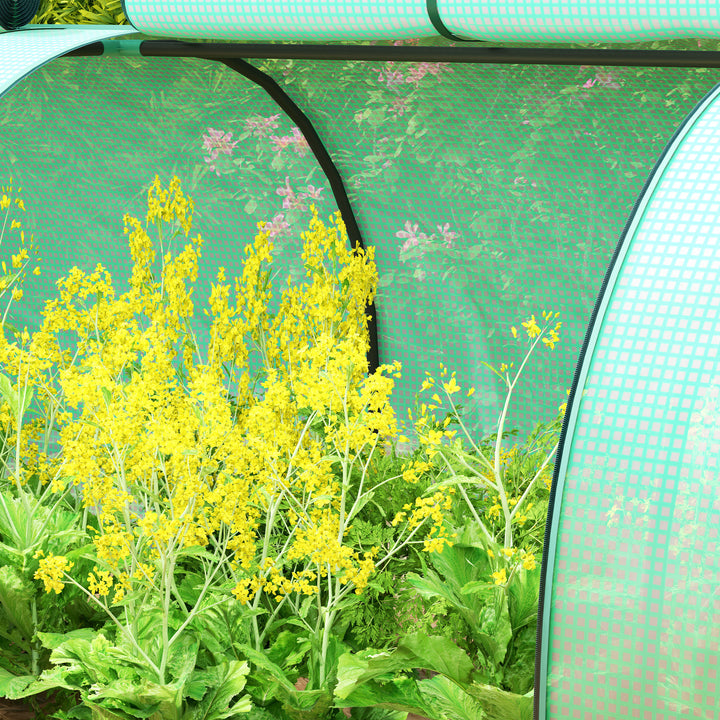 Mini Greenhouse, Small Polytunnel Green House with Zipped Doors, Steel Frame for Garden Backyard, 395 x 100 x 80cm, Green