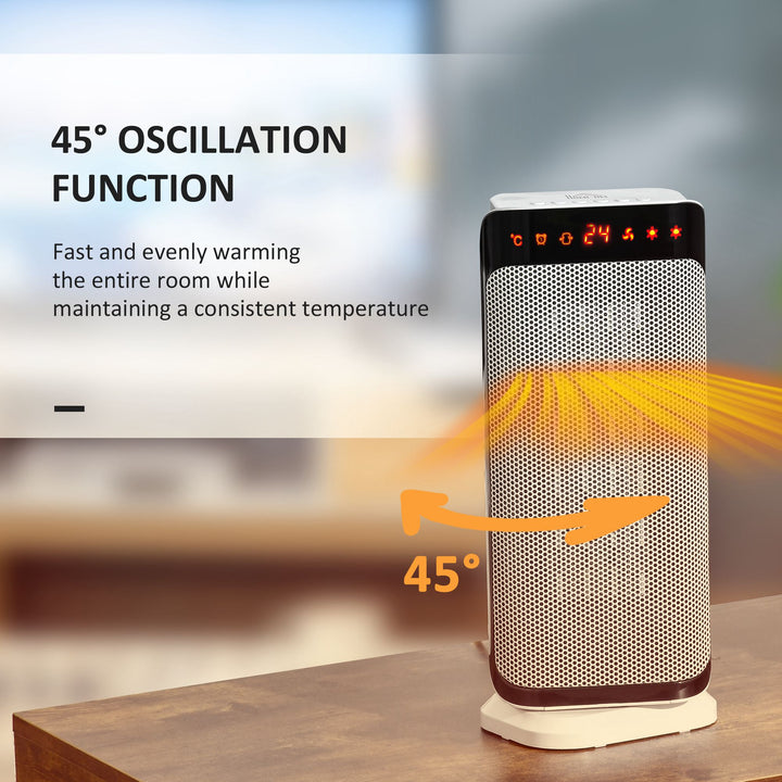 2000W Electric Heater, PTC Ceramic Portable Fan Heater with Overheating & Tip-Over Protection, 8H Timer, 45° Oscillating Heater for Home, Office, Study, Bedroom