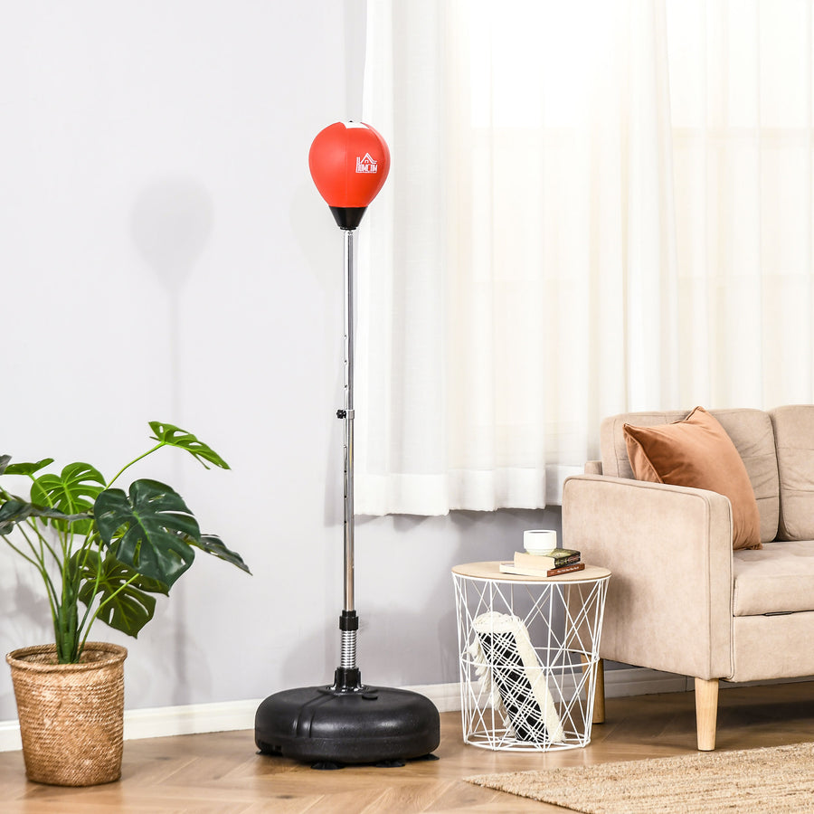 Punching Bag with Stand, 132-158cm Adjustable Height, for Teens, Red/Black