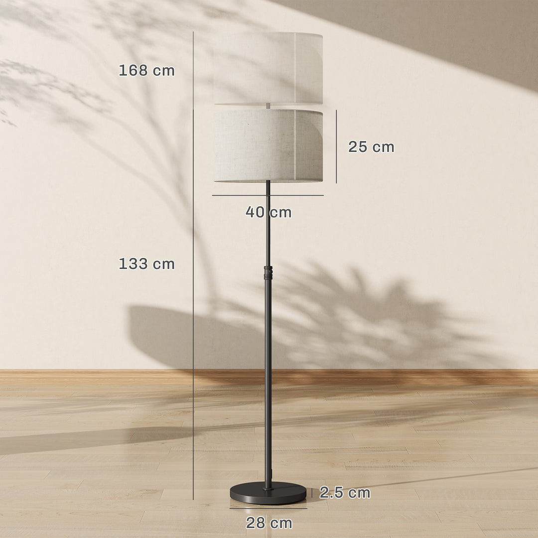 Floor Lamp with Remote, Height Adjustable Standing Lamp with Linen Sha