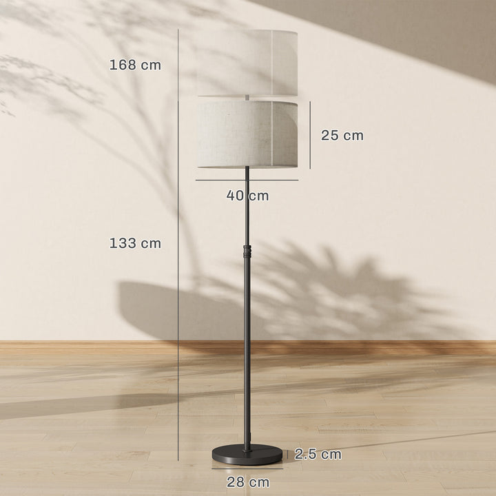 Floor Lamp with Remote, Height Adjustable Standing Lamp with Linen Sha