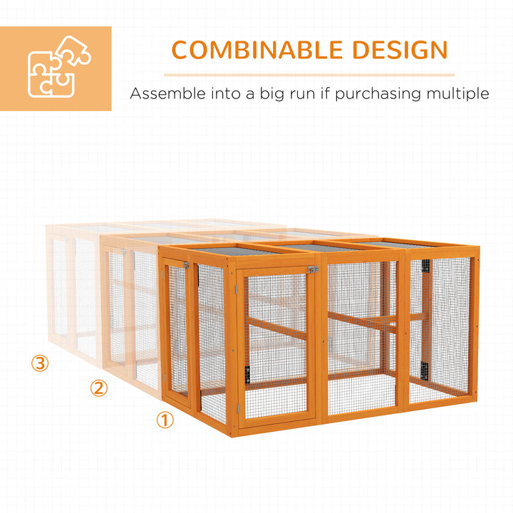 PawHut Fire Wooden Chicken House, Chicken Coop with Combinable Design & Steel Wire, 80 x 140 x 84.5cm，for 1-3 Chickens, Orange | Aosom UK