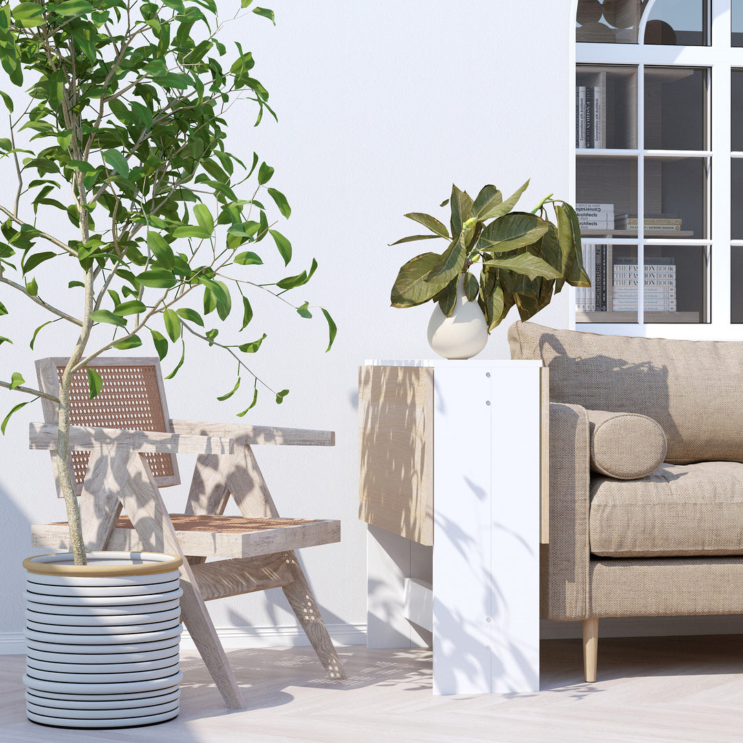 MCL Wooden Folding Dining Table Writing Computer Desk PC Workstation Space Saving Home Office Oak & White