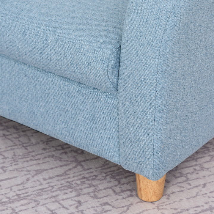 Children's Armchairs Toddler Chair Wood Frame Anti-Slip Legs High Back Bedroom Playroom Furniture Blue