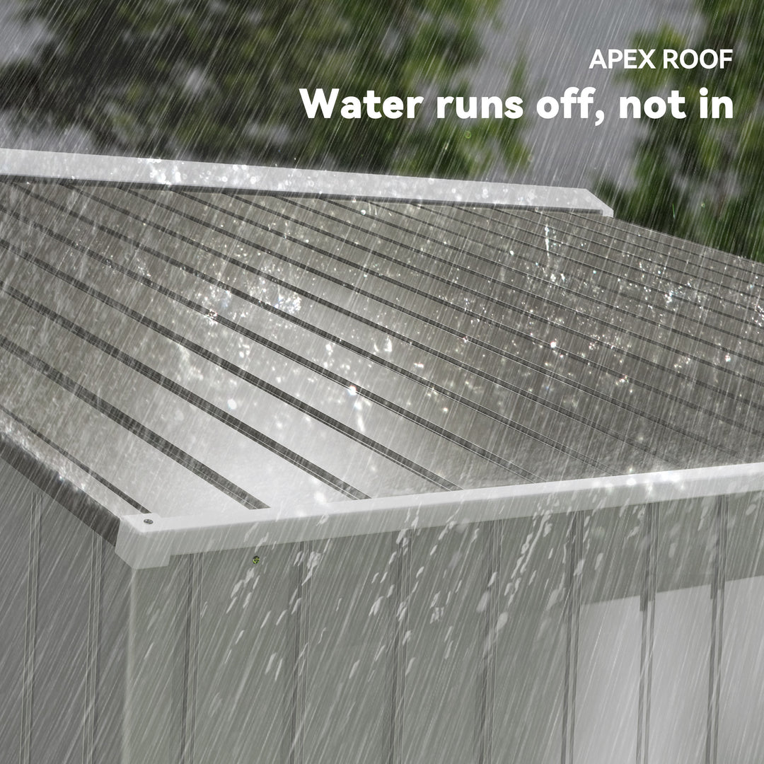 MCL Metal Bike Shed, Mobility Scooter Shed House with Foundation Kit, Ventilation, Doors, 9 x 6FT, Silver