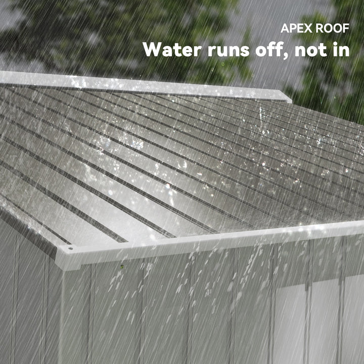 MCL Metal Bike Shed, Mobility Scooter Shed House with Foundation Kit, Ventilation, Doors, 9 x 6FT, Silver