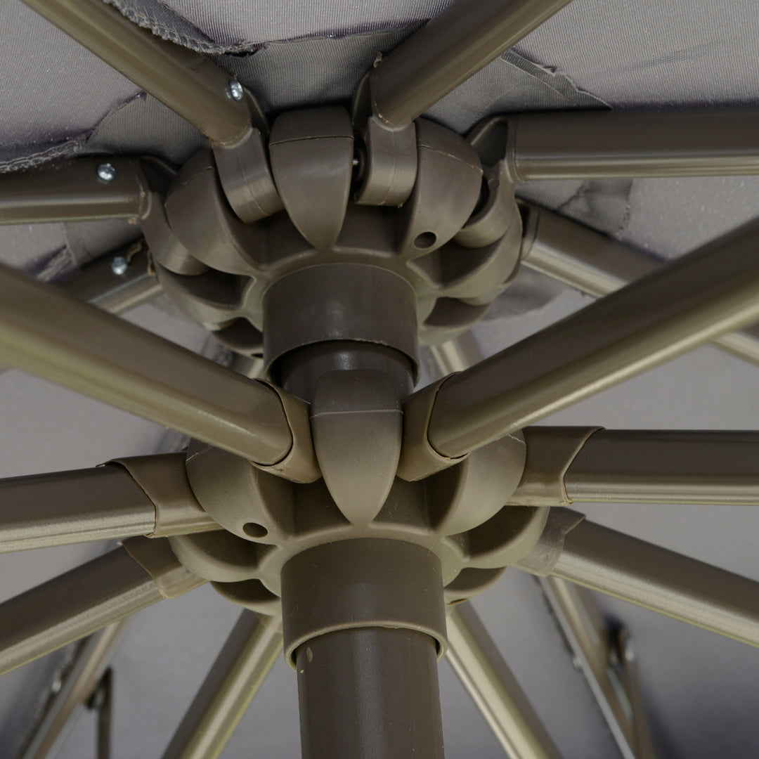 MCL 2.7m Garden Banana Parasol Cantilever Umbrella with Crank Handle, Double Tier Canopy and Cross Base for Outdoor, Hanging Sun Shade, Dark Grey