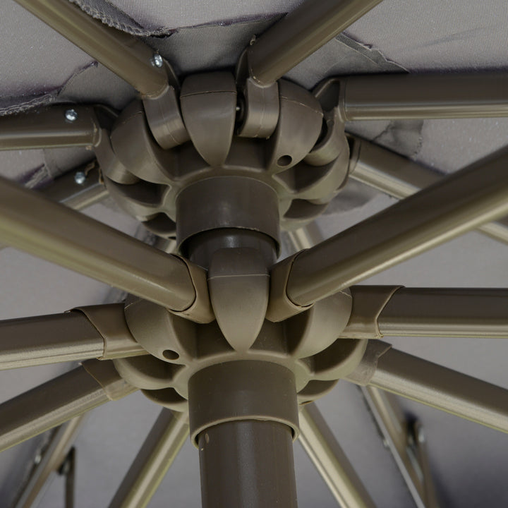 MCL 2.7m Garden Banana Parasol Cantilever Umbrella with Crank Handle, Double Tier Canopy and Cross Base for Outdoor, Hanging Sun Shade, Dark Grey