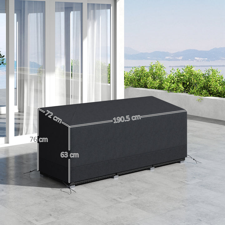 Rectangular Patio Garden Furniture Cover Waterproof for 3 Seater Sofa Bistro Set, UV Resistant Protection 600D Oxford Fabric Rattan Lounge Clean Cover, 190 x 72 x 76cm, Black
