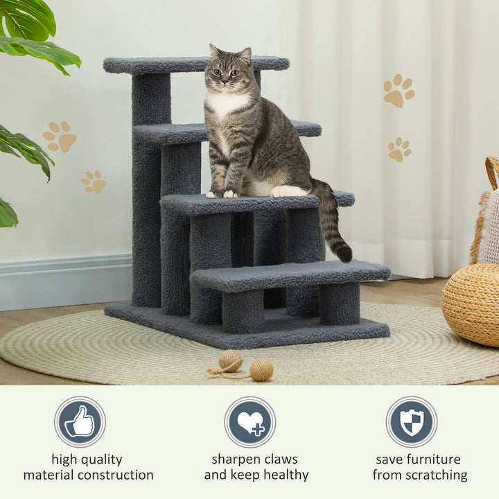 Dog Steps for Bed 4 Step Pet Stairs for Sofa Dog Cat Climb Ladder 63x43x60 cm Grey