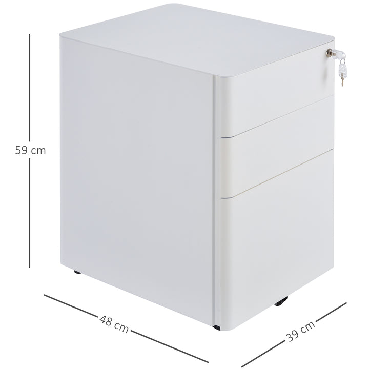 Lockable Cabinet, Rolling Filing Cabinet with 3 Drawers, Steel Office 