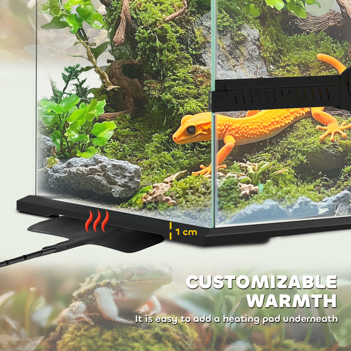40L Vivarium for Lizards, Frogs, Snakes, Turtles, Tortoises w/ Anti-Escape Design, Ventilation