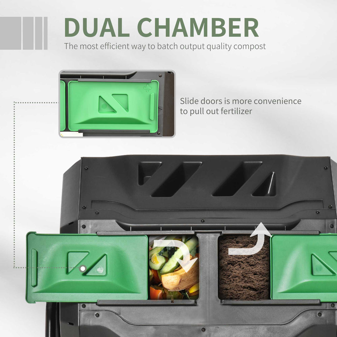 160L 360° Rotating Dual Chamber Composter - Black