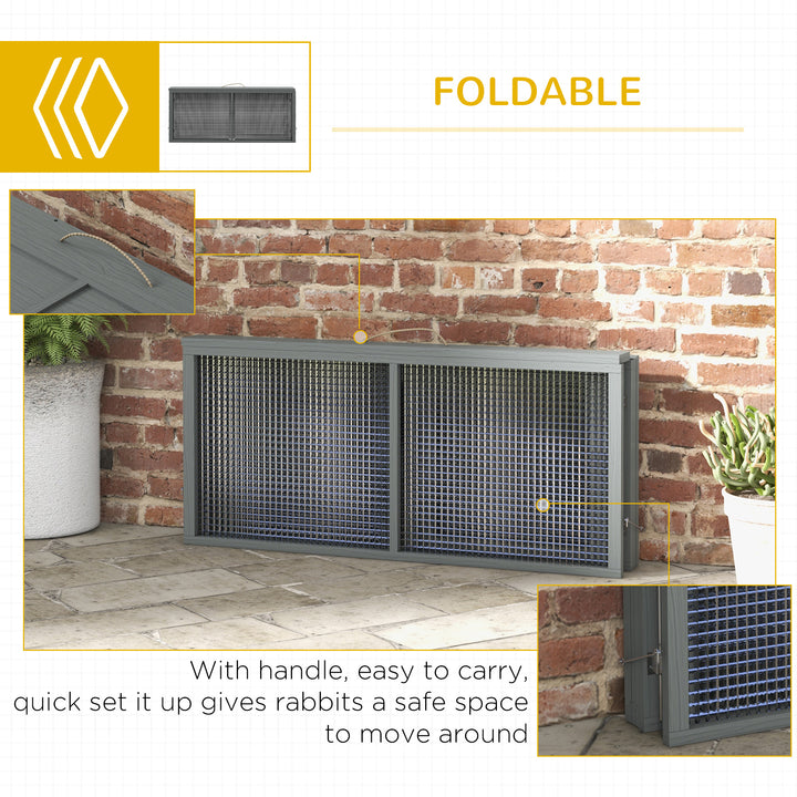 Wooden Folding Rabbit Hutch, for 2-3 Rabbits - Grey