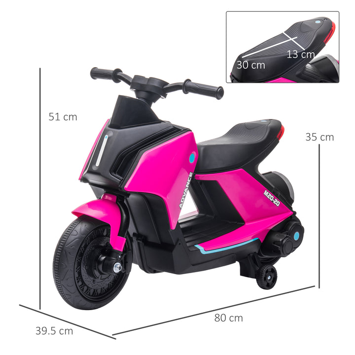 HOMCOM 6V Kids Electric Motorbike Ride On Toy w/ Music Headlights Safety Training Wheels for Girls Boy 2-4 Years Pink | Aosom UK