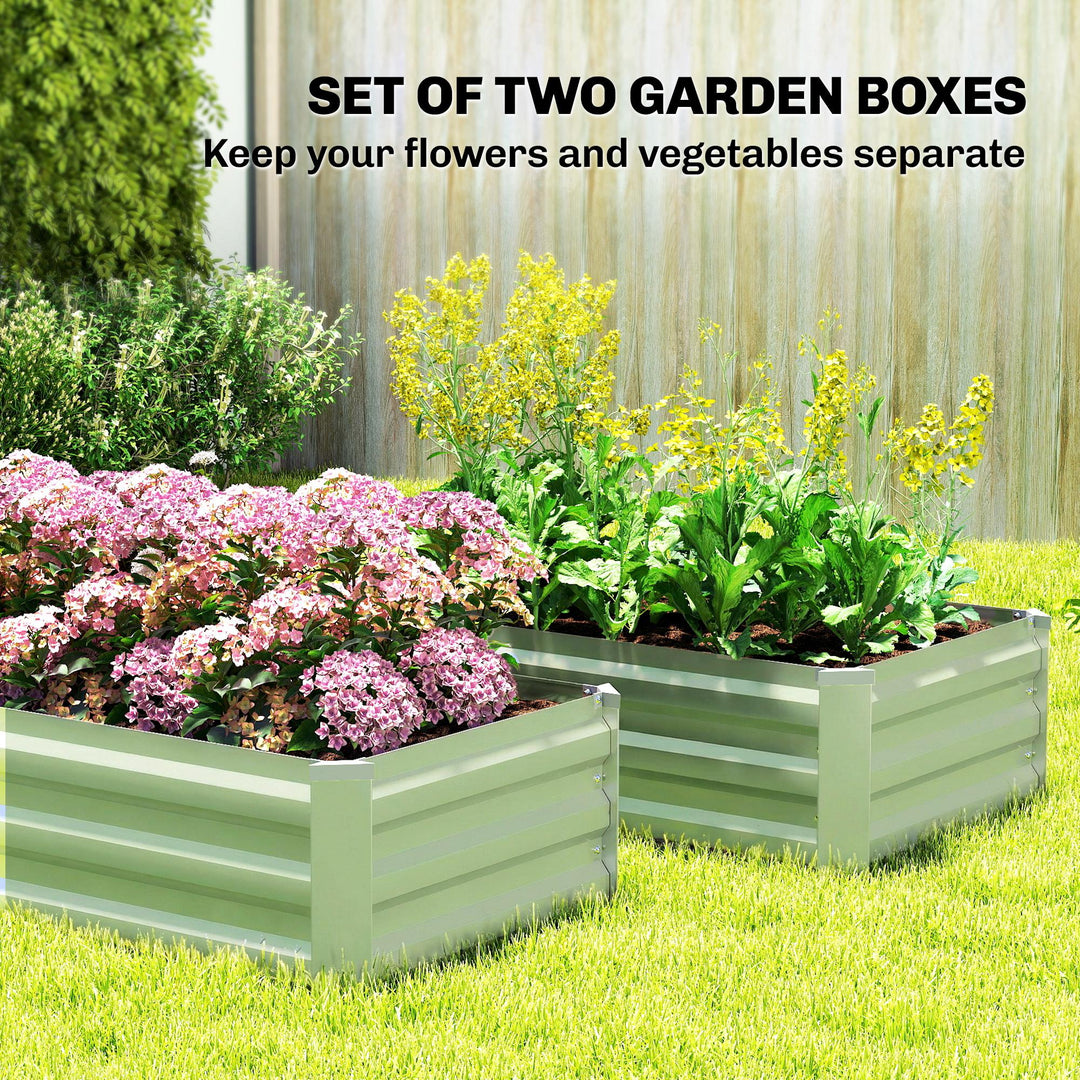 Set of Two 100 x 60cm Steel Planter Boxes - Light Green