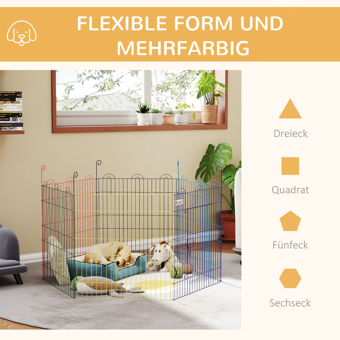 Pet Playpen Crate, with Six Panels, Door, for Indoors and Outdoors