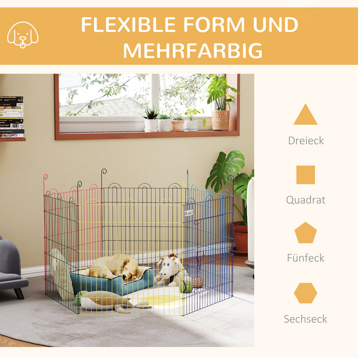 Pet Playpen Crate, with Six Panels, Door, for Indoors and Outdoors