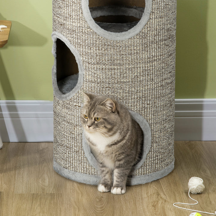 Cat Climbing Frame, Covered with Sisal, Cosy Platform - Light Grey