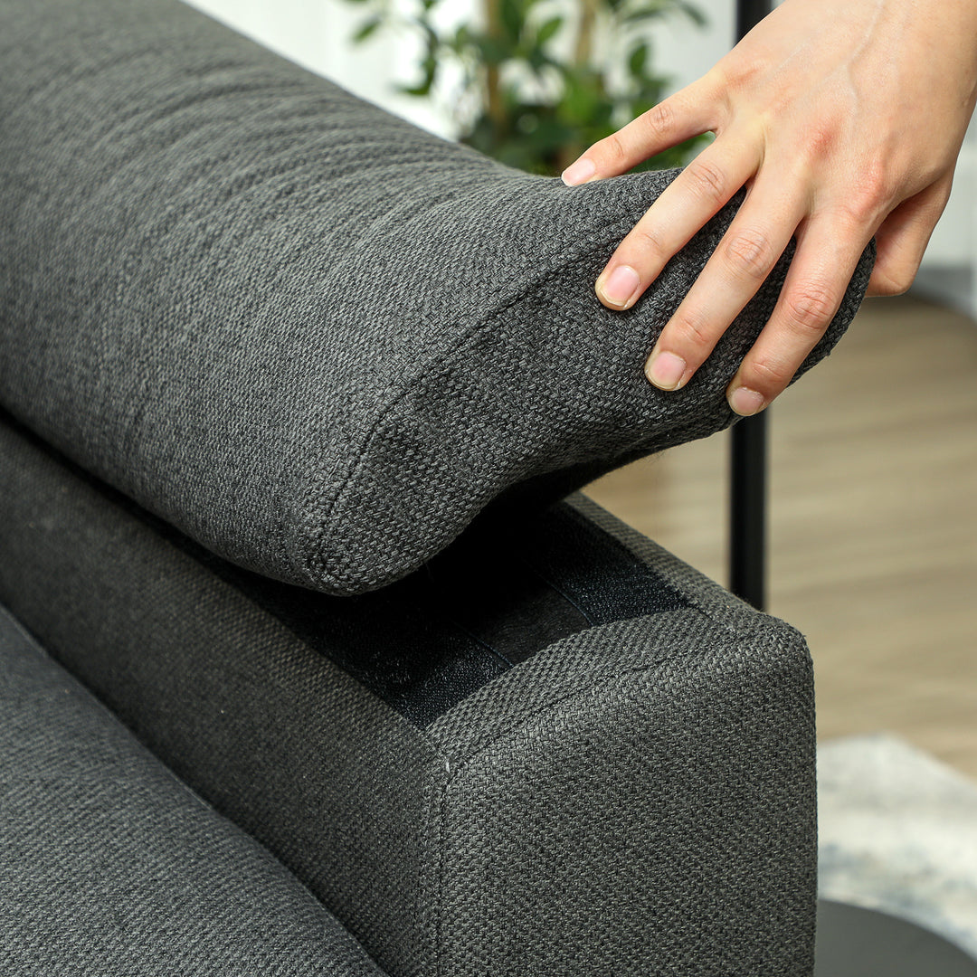 Pull Out Sofa Bed, Fabric 2 Seater Click Clack Sofa Bed Settee with 2 Pocket Springs, Convertible Sofa Couch with Pillows and Side Pockets for Living Room, Home Office, Charcoal Grey