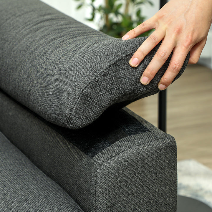 Pull Out Sofa Bed, Fabric 2 Seater Click Clack Sofa Bed Settee with 2 Pocket Springs, Convertible Sofa Couch with Pillows and Side Pockets for Living Room, Home Office, Charcoal Grey