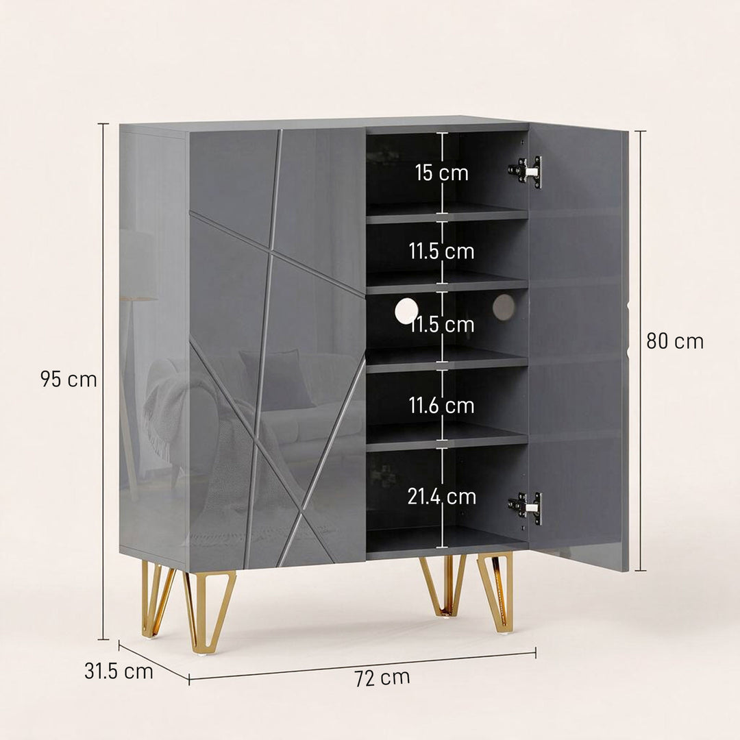 Narrow Shoe Storage Cabinet with Soft-Close Hinges and Adjustable Shel