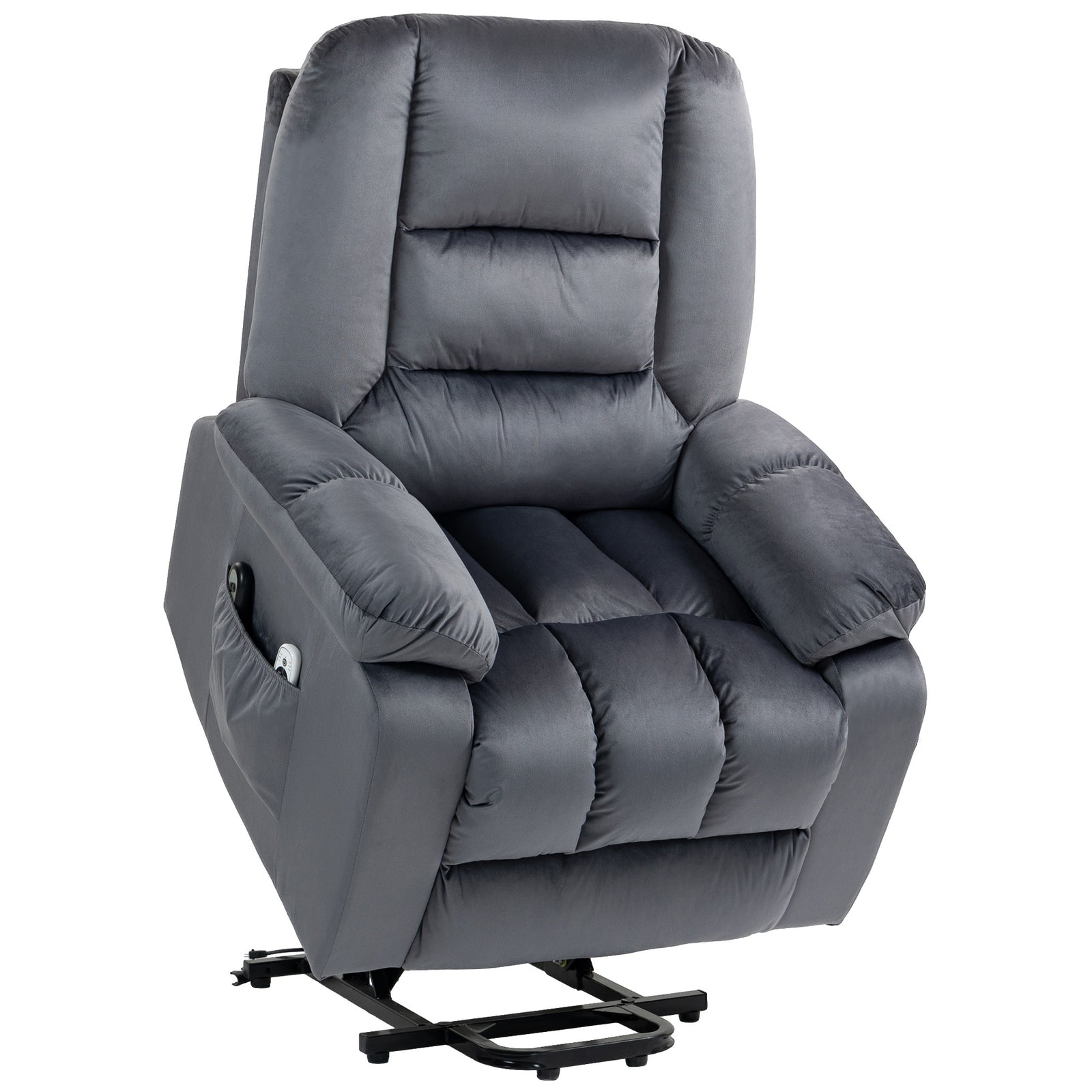 Leathaire Eight Massage Point Armchair, with Heat and Reclining Back - Grey