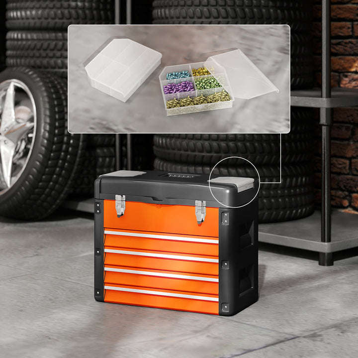 4 Drawers Large Toolbox - Orange