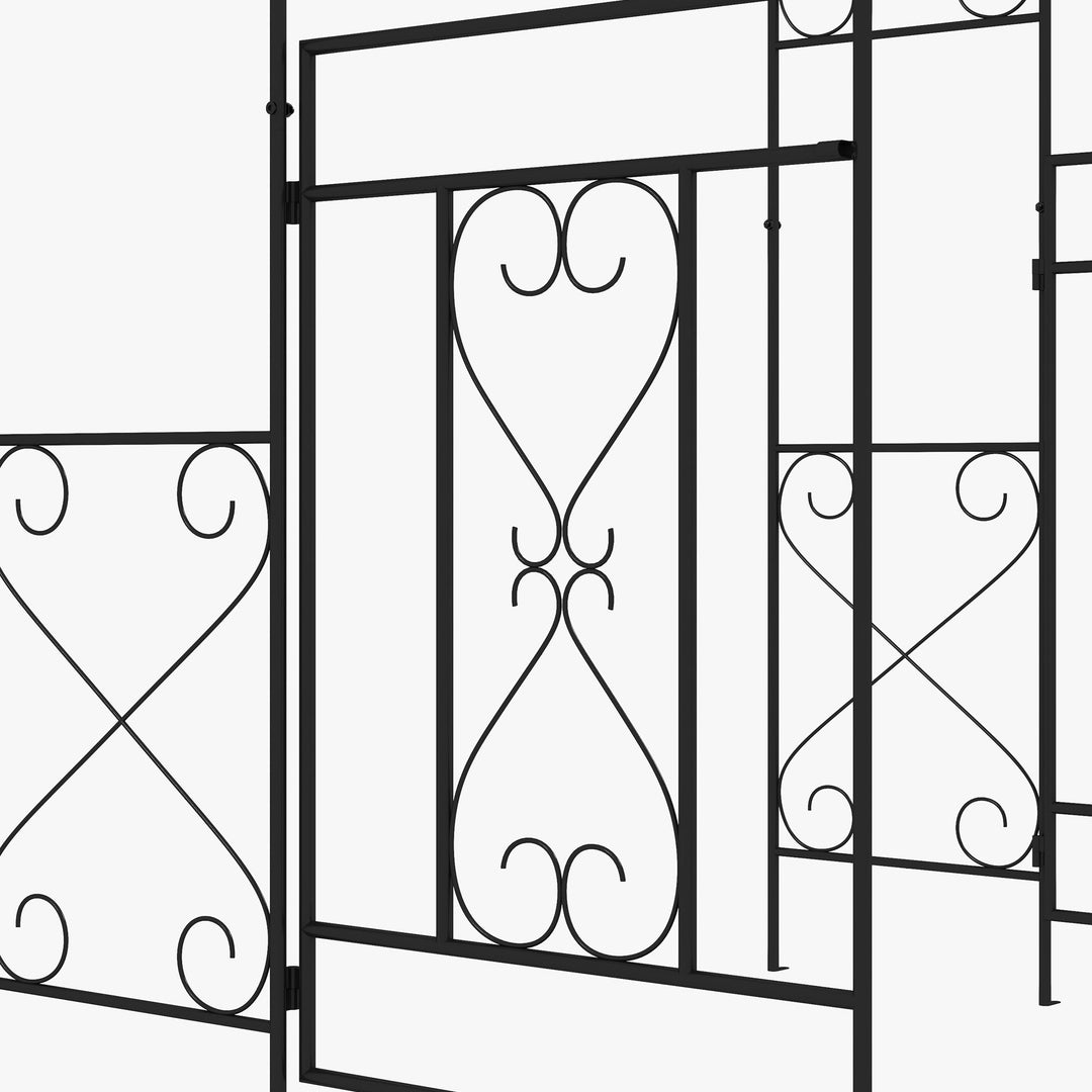 Decorative Garden Arch, with Gate - Black