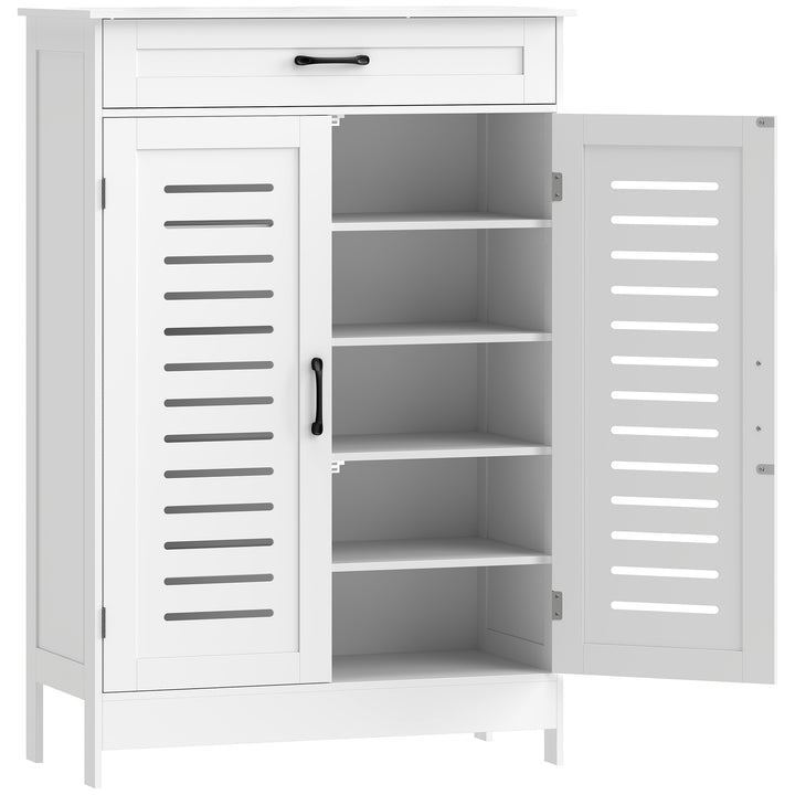 Shoe Cabinet with Louvered Doors, Modern Shoe Storage Cabinet with Dra