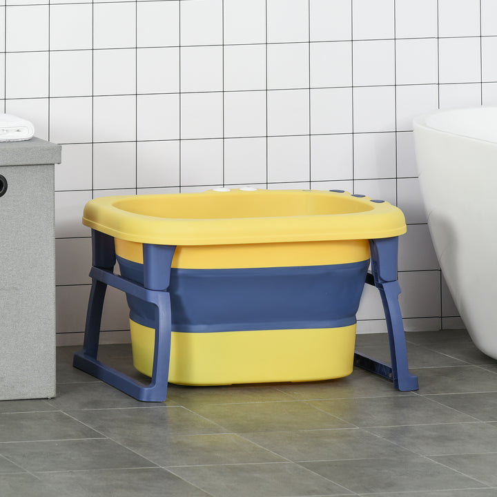 HOMCOM Crocodile Cove: Collapsible Baby Bath with Non-Slip Seat, Portable Design, Sunny Yellow | Aosom UK