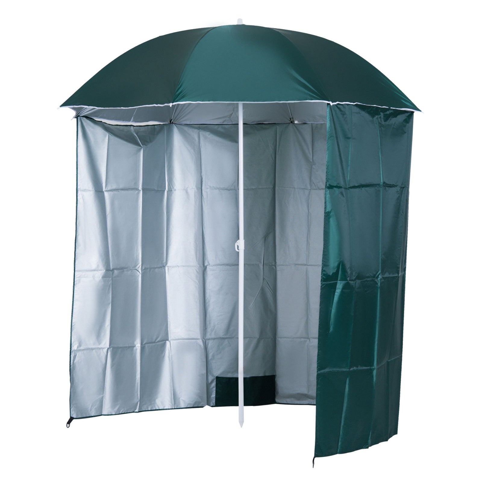 88" Arc 2.2M Fishing Umbrella Beach Parasol with Sides Brolly Shelter Canopy Shade with FREE Carry Bag Green