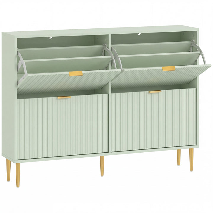 Elegant Four-Drawer Shoe Cabinet - Light Green