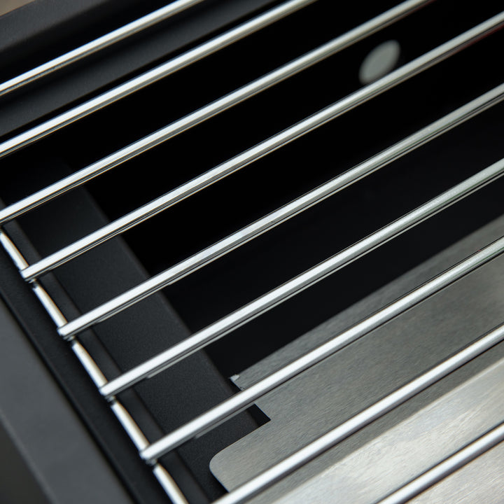 MCL 2 Burner Gas BBQ Grill Outdoor Portable Folding Tabletop Barbecue w/ Lid, Thermometer, Carbon Steel, Black