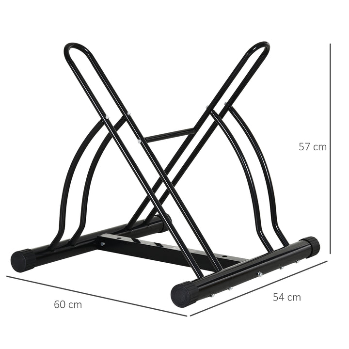 HOMCOM Steel Double-Sided Indoor Bike Rack Black | Aosom UK