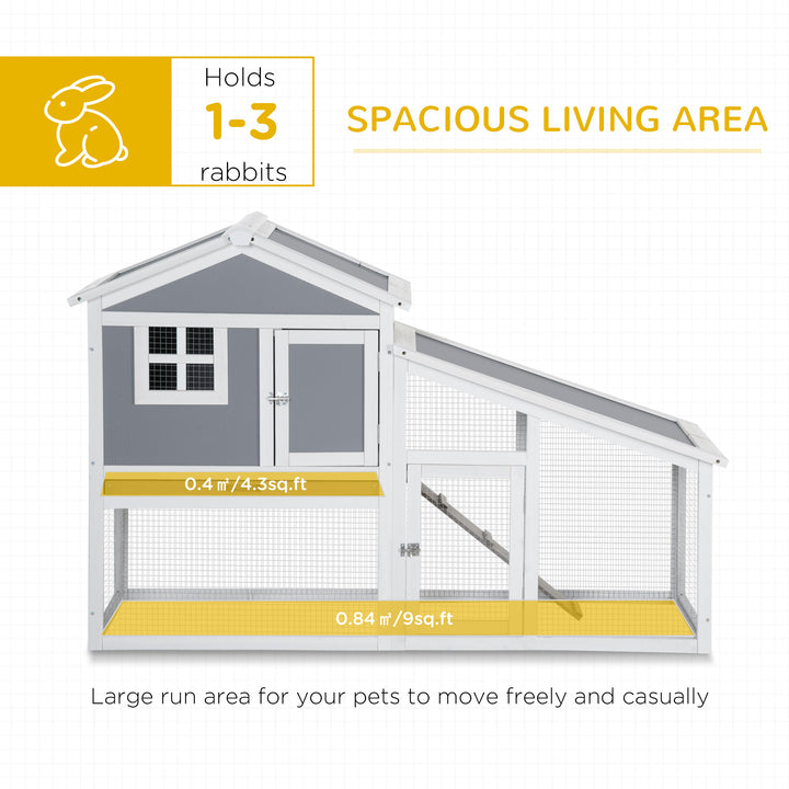MCL Two-Tier Rabbit Hutch, with Sunlight Panel Roof, Slide-Out Tray - Grey