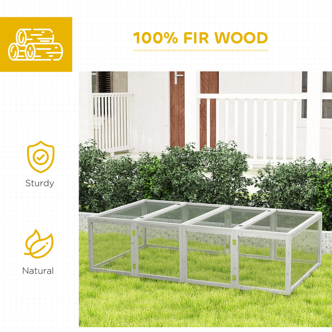 Wooden Rabbit Hutch Cage 6ft with Wire Mesh, Openable Roof, Play Space for Outdoor, Grey