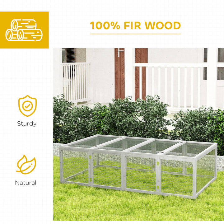 Wooden Rabbit Hutch Cage 6ft with Wire Mesh, Openable Roof, Play Space for Outdoor, Grey
