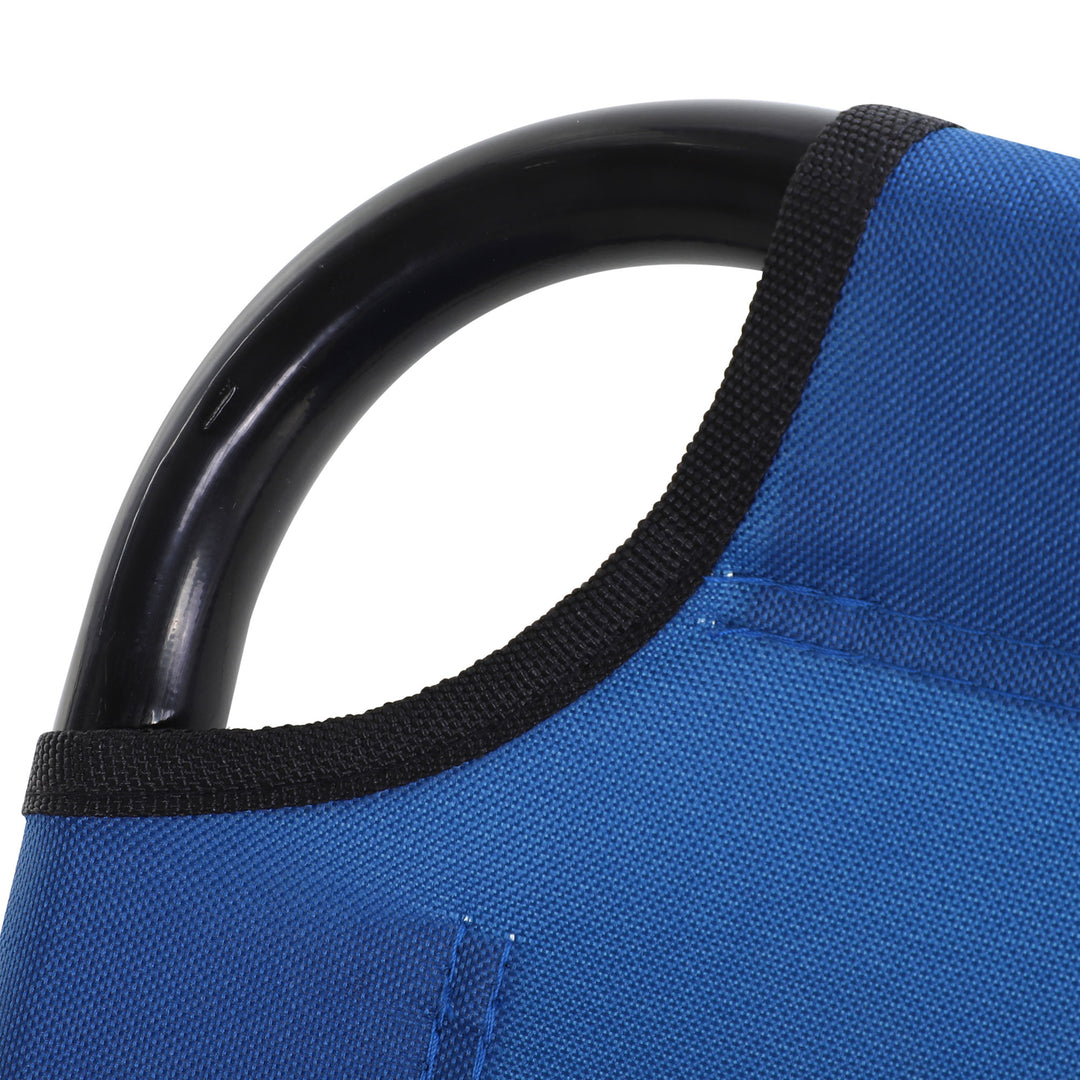 Foldable Sun Lounger with 5-Position Adjustable Backrest, Outdoor Portable Recliner Chaise Lounge Chair with Breathable Mesh Fabric, Blue