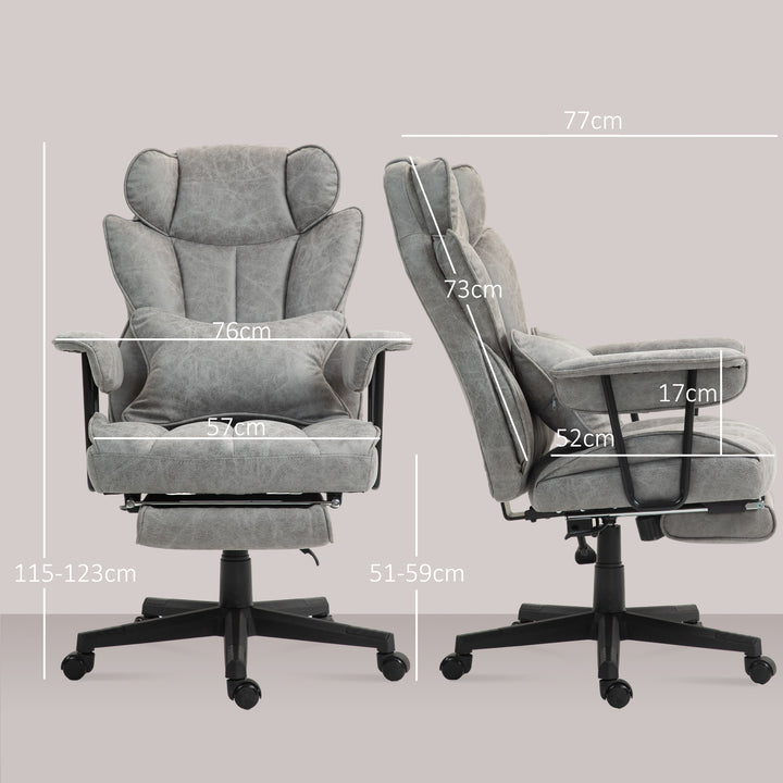 Office Chair with 6 Point Massage and Heat, Ergonomic Desk Chair with Foot Rest, Lumbar Support, Reclining Function and Wide Seat, Height-Adjustable High Back Swivel Rolling for Home, Grey