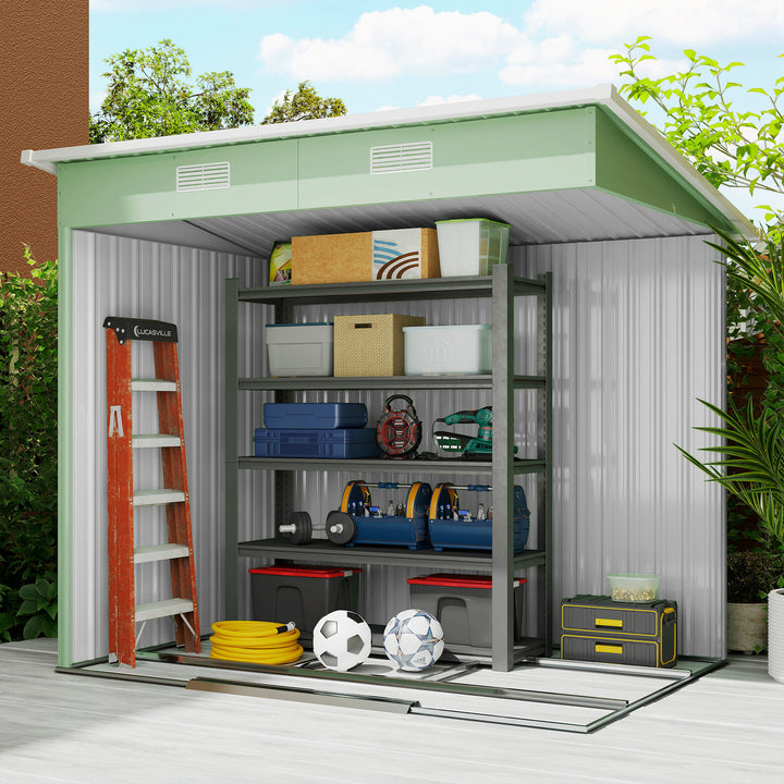 7 x 4ft Outdoor Garden Metal Storage Shed, Tool Storage Box for Backyard, Patio and Lawn, Light Green