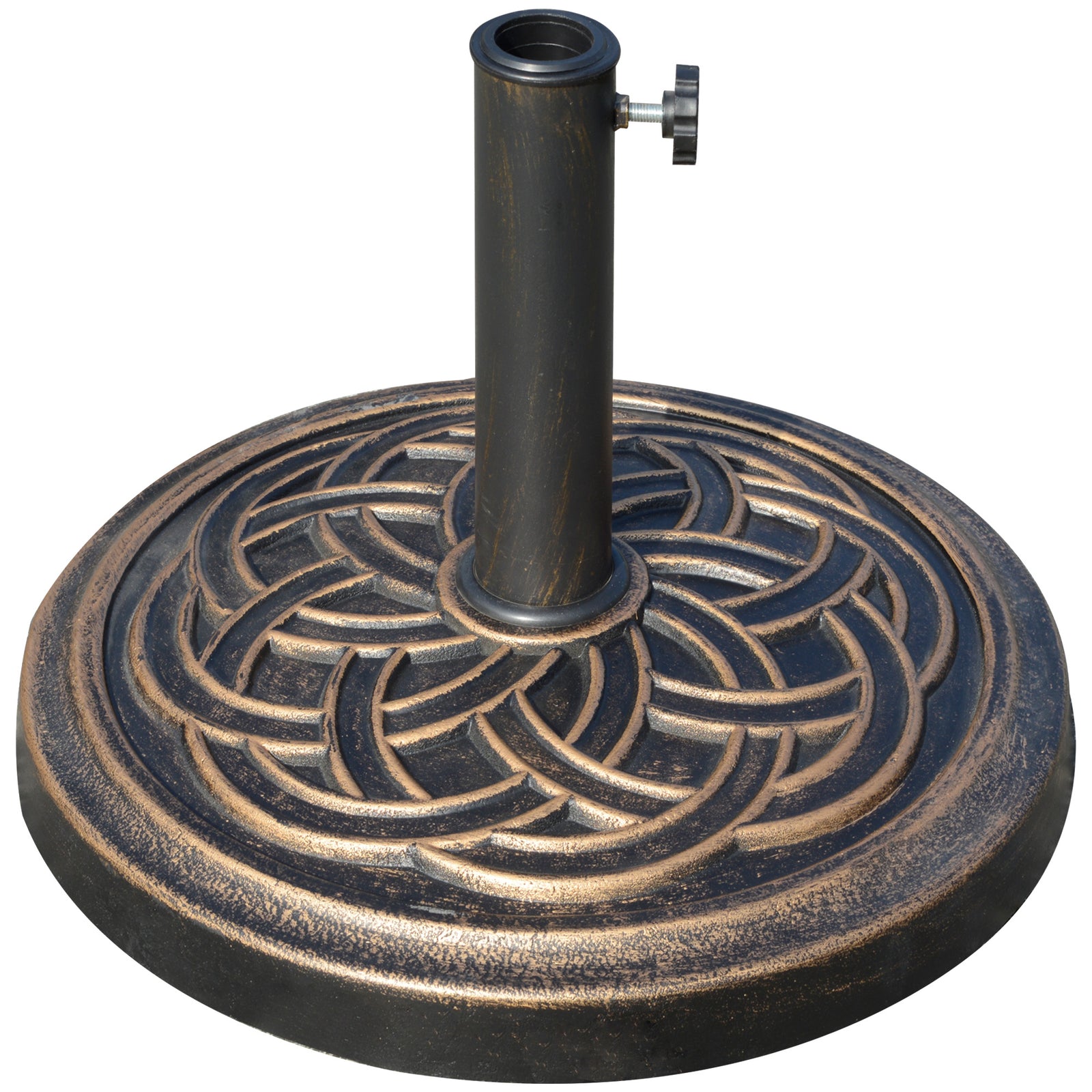 11.5kg Heavy Duty Parasol Base, Umbrella Stand Holder, Parasol Stand for 38mm or 48mm Patio Umbrella Pole, Bronze Tone