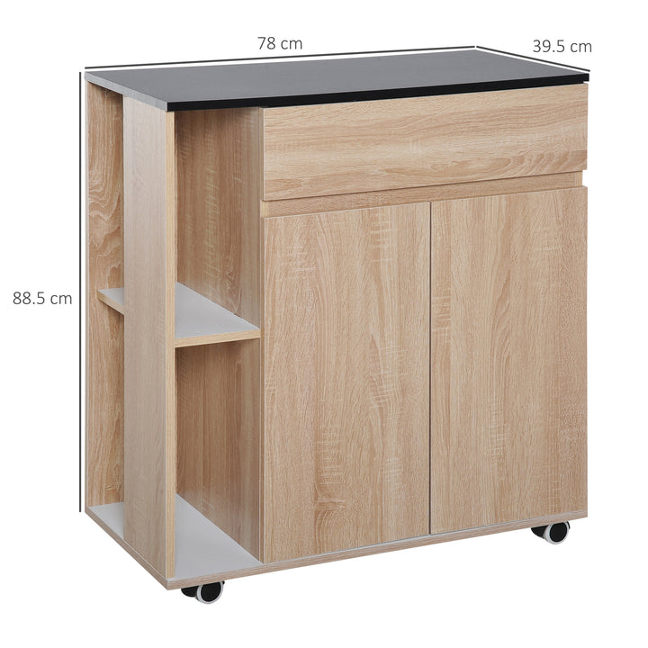 MCL Kitchen Storage Trolley Cart Cupboard Rolling Island Shelves Cabinet With Door and Drawer Locking Wheels